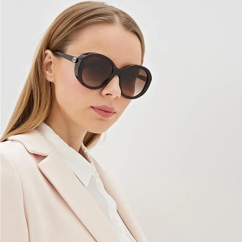 💯 - New Authentic - GUCCI Brown Gradient Oval Sunglasses GG0368S 002 55